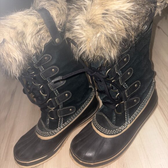 SOREL Joan Of Arctic Waterproof Insulated Winter Boots in Black Size 7 - Picture 1 of 9